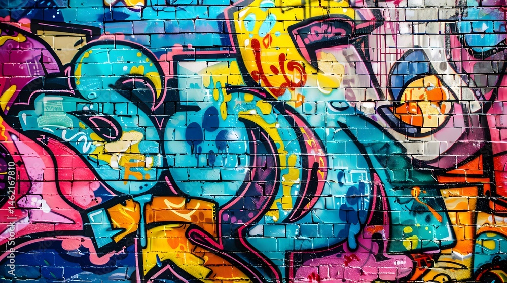 Fototapeta premium Urban Graffiti: A vibrant urban graffiti background with colorful street art, adding a youthful and edgy feel for fashion items. 