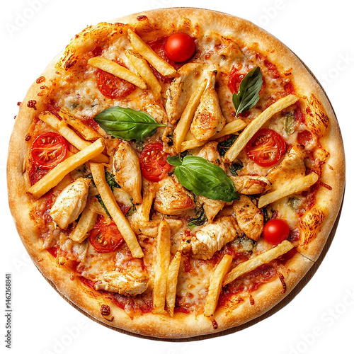 Delicious Chicken Pizza Recipe isolated on transparent background