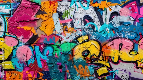 Wallpaper Mural Urban Graffiti: A vibrant urban graffiti background with colorful street art, adding a youthful and edgy feel for fashion items. 
 Torontodigital.ca