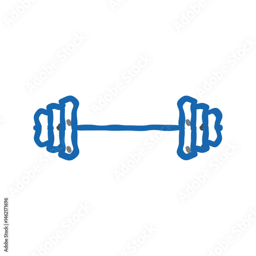 barbell fitness tool icon doodle illustration