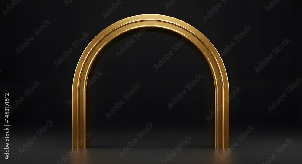 Elegant golden archway against a dark background. Perfect for product display or design.