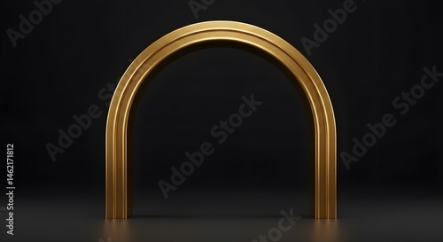 Obraz na płótnie Elegant golden archway against a dark background. Perfect for product display or design. w salonie