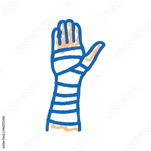 cast on arm fracture icon doodle illustration