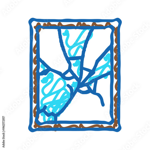 shattered mirror fracture icon doodle illustration