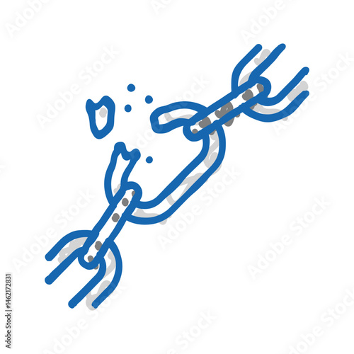 broken chain link fracture icon doodle illustration