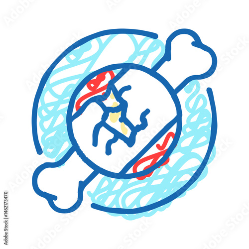 bone crack fracture injury icon doodle illustration
