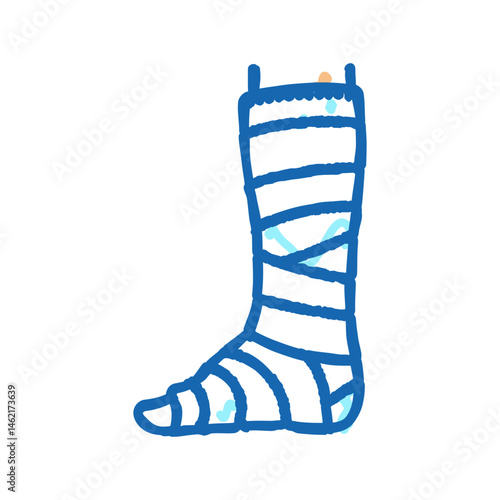 leg cast fracture injury icon doodle illustration