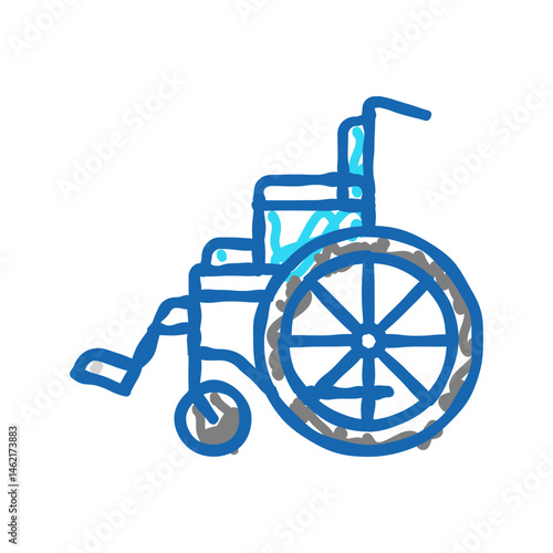 wheelchair fracture injury icon doodle illustration