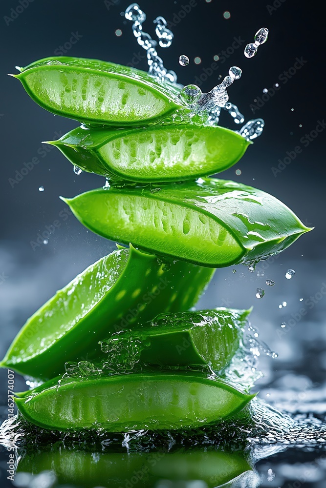Natural aloe vera gel splash showcasing nourishing and revitalizing benefits for healthy skin