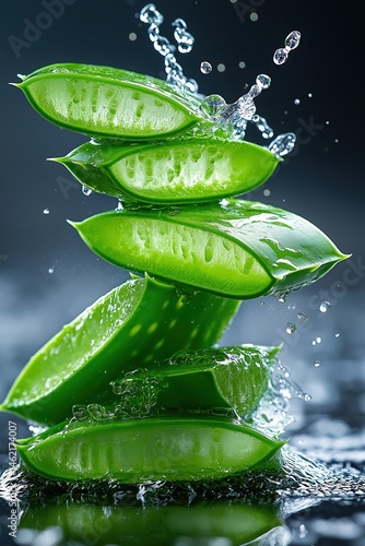 Obraz na płótnie Natural aloe vera gel splash showcasing nourishing and revitalizing benefits for healthy skin w salonie