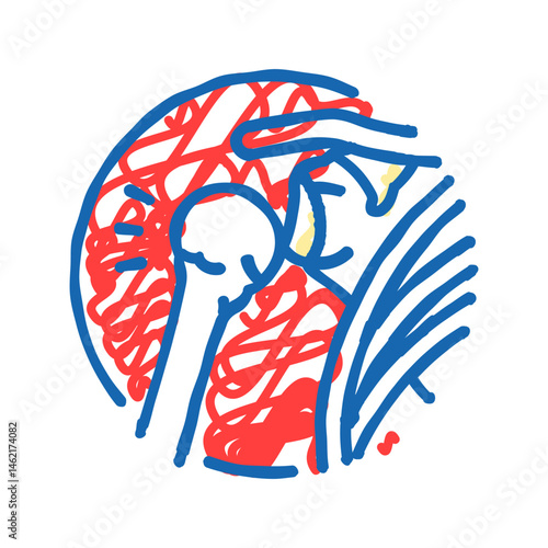 joint dislocation fracture injury icon doodle illustration