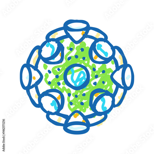 virus genetic engineering icon doodle illustration