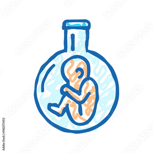 human with dna genetic engineering icon doodle illustration
