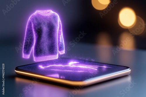 Obraz na płótnie Futuristic e-commerce platform features hyper-personalized product recommendations with AI and voice command w salonie