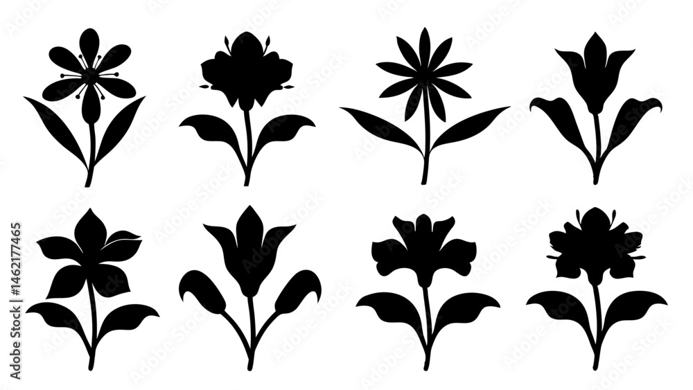 Obraz premium set of vector silhouettes of flowers