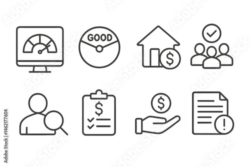 Vector illustration icon displaying financial concepts and business activities within a corporate environment