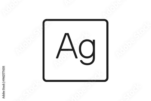 Silver element symbol icon in a simple vector format designed for educational and scientific purposes