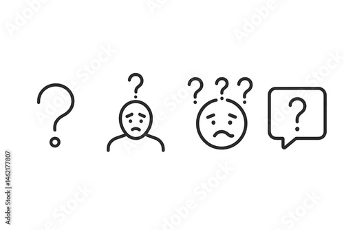 Vector illustration depicting confusion and uncertainty with question marks and emotive characters expressing concern