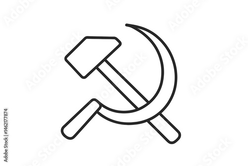 Icon representing labor and industry through crossed hammer and sickle in a vector illustration format