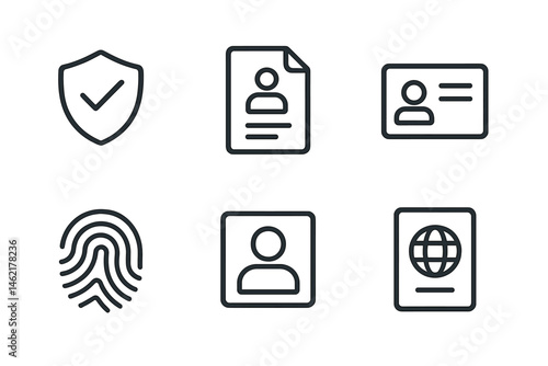 Security and identification icons representing personal information protection and verification methods