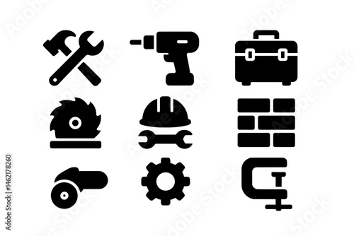 Vector illustration of various construction and repair tools for DIY projects and professional use