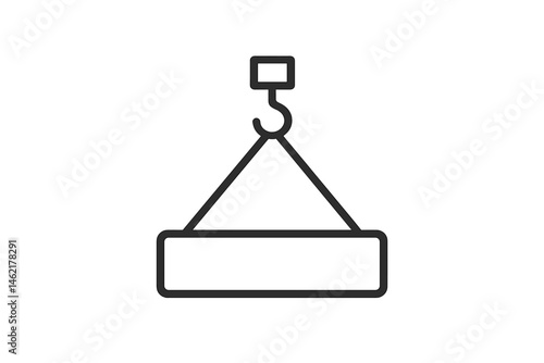 Vector illustration of a construction crane hook lifting a load in a construction site environment