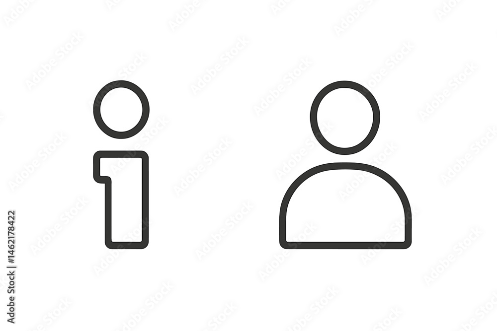 Vector illustration icons representing information symbol and user silhouette suitable for web and app design Vector illustration icons representing information symbol and user silhouette suitable for web and app design
