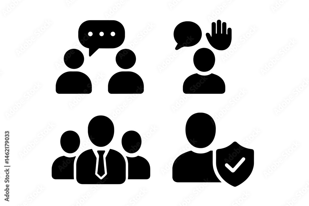 Communication and teamwork icons in a vector illustration for professional collaboration and community engagement Communication and teamwork icons in a vector illustration for professional collaboration and community engagement
