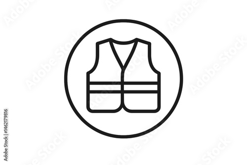 Vector illustration of a safety vest icon designed for use in construction and outdoor activities