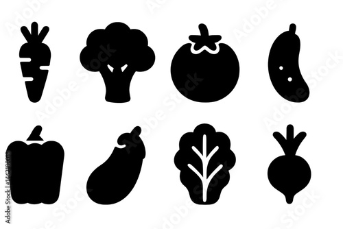Variety of vegetable icons in vector style showcasing health and nutrition in a minimalist design