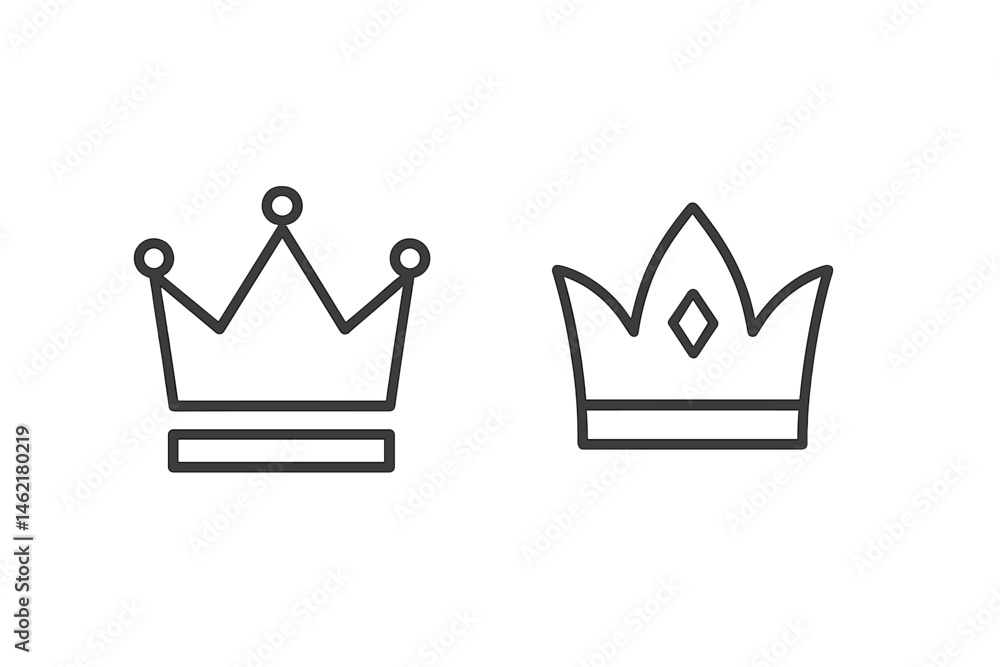 Vector illustration of two crowns depicting royal symbols in a minimalist style suitable for various design projects Vector illustration of two crowns depicting royal symbols in a minimalist style suitable for various design projects