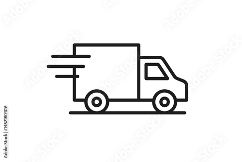 Delivery truck icon in motion conveying fast transportation of goods and services for logistics industry