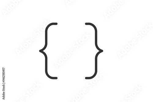 Vector illustration of curly braces indicating code or programming in a minimalistic design suitable for tech websites