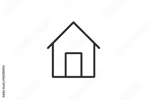 Simple vector illustration icon representing a minimalistic house design ideal for web applications and presentations
