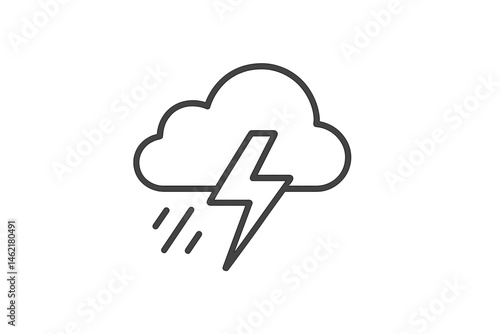 Billede på lærred Vector illustration of a storm cloud with lightning and rain, depicting inclemen