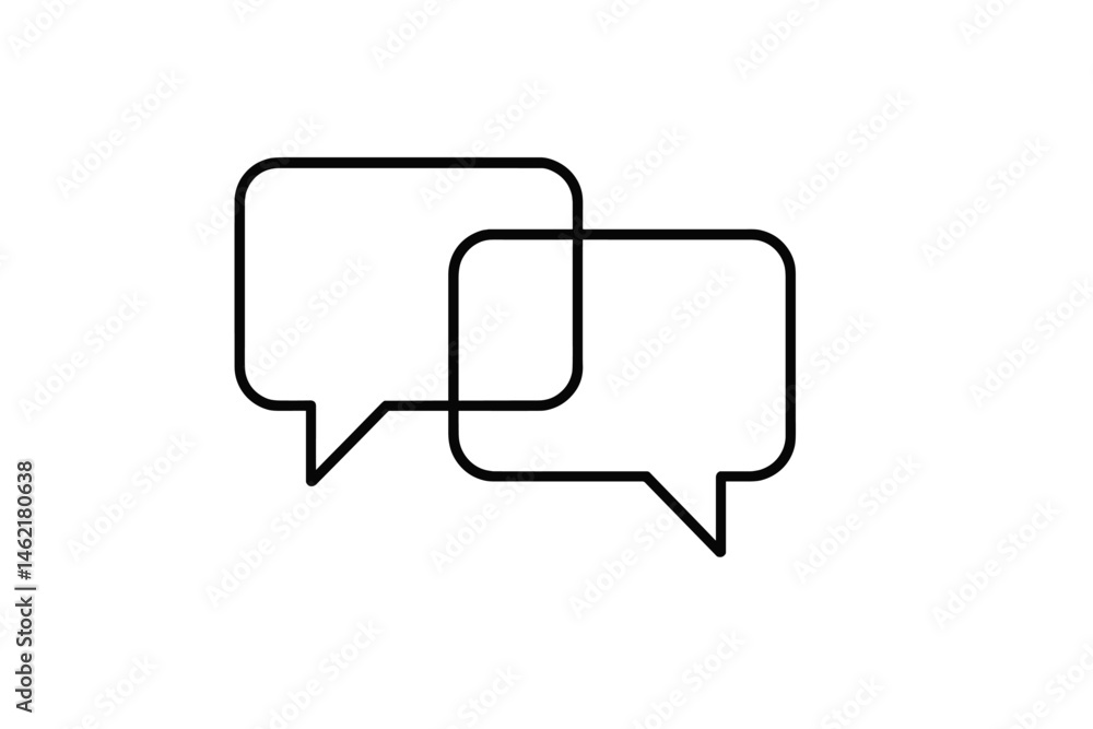 Vector illustration of two speech bubbles representing communication and conversation in a simple design Vector illustration of two speech bubbles representing communication and conversation in a simple design