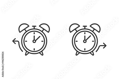 Alarm clock vector illustration showing time change and reset for efficient time management and scheduling tasks