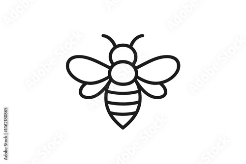 Vector illustration of a bee icon showcasing its distinct body features and wings in a minimalist design for various creative applications