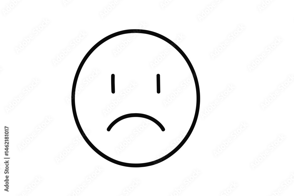 Fototapeta premium Simple vector illustration of a sad face icon expressing disappointment and frustration in a minimalist style