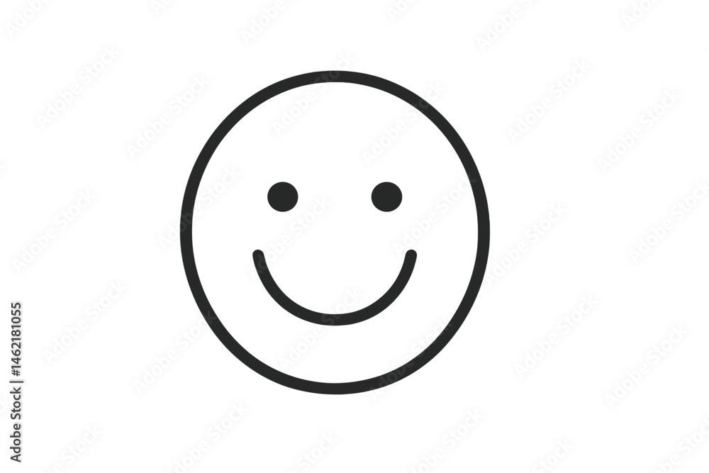 Simple vector illustration icon of a smiling face representing happiness and positivity in minimalist design style Simple vector illustration icon of a smiling face representing happiness and positivity in minimalist design style