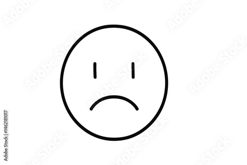 Simple vector illustration of a sad face icon expressing disappointment and frustration in a minimalist style