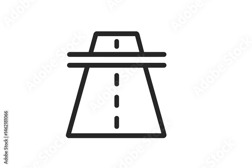 Road icon representing a simplified highway in vector art style with solid lines and minimalistic design