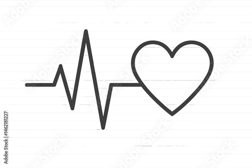 Heartbeat icon with pulse line and heart symbol representing health and vitality in vector illustration form