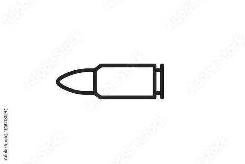 Vector illustration of a bullet icon designed for graphic use in various contexts such as military, security, or ammunition related themes