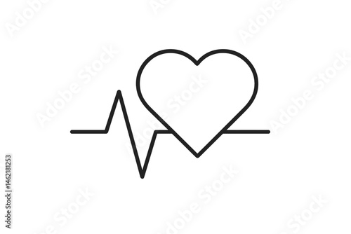 Heartbeat line and heart shape illustration symbolizing health and vitality in modern design