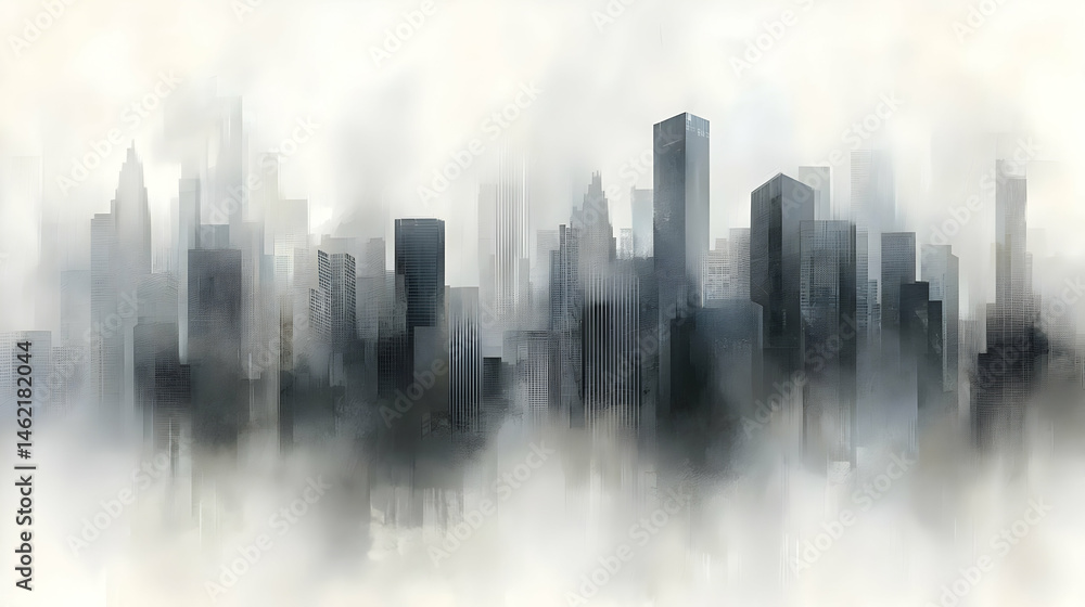 Misty City Skyline Panorama Misty City Skyline Panorama