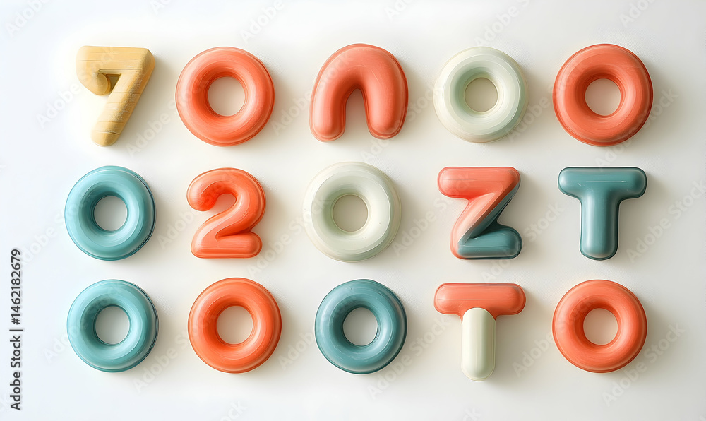 Fototapeta premium Colorful candy numbers and letters design