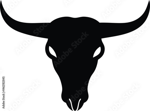 Bison skull silhouette vector, skull icon vector