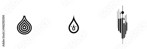 Unique vector illustrations of drop shapes representing various design concepts for creative projects