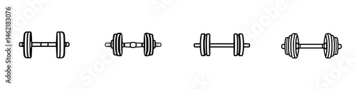 Vector illustration of various dumbbell designs for fitness and weightlifting enthusiasts showcasing strength training options